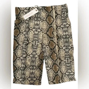 Olivaceous Women's Snake Print Shorts with Pockets Brown Size Small